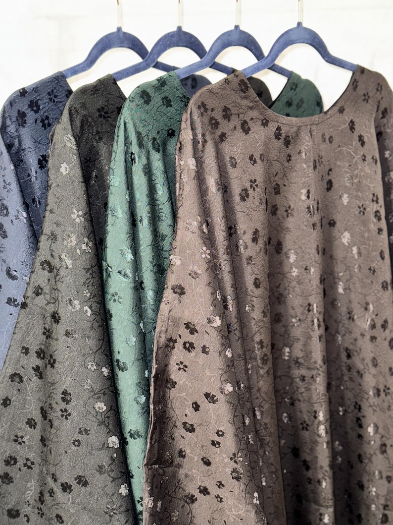 Jacquard Khadija Butterfly Abaya with Hijab - Charcoal Black, Dark Brown, - Vine Leaves Design- winter abaya, Eid outfit Dark Brown