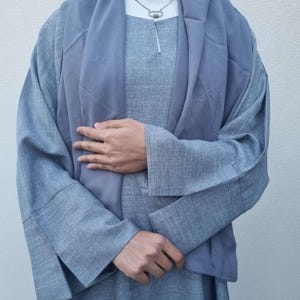 HS6551 Printed Abaya Cardigan with Matching Scarf Two-Piece Set