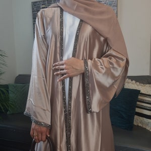 Luxury Dalia Satin 4-Piece Abaya Set | Elegant, Dubai abaya Occasion abaya, Wedding abaya, Bridesmaid abaya-party abaya, Hijab-Jilbub