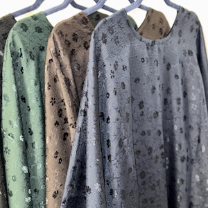 Jacquard Khadija Butterfly Abaya with Hijab - Charcoal Black, Dark Brown, - Vine Leaves Design- winter abaya, Eid outfit Navy