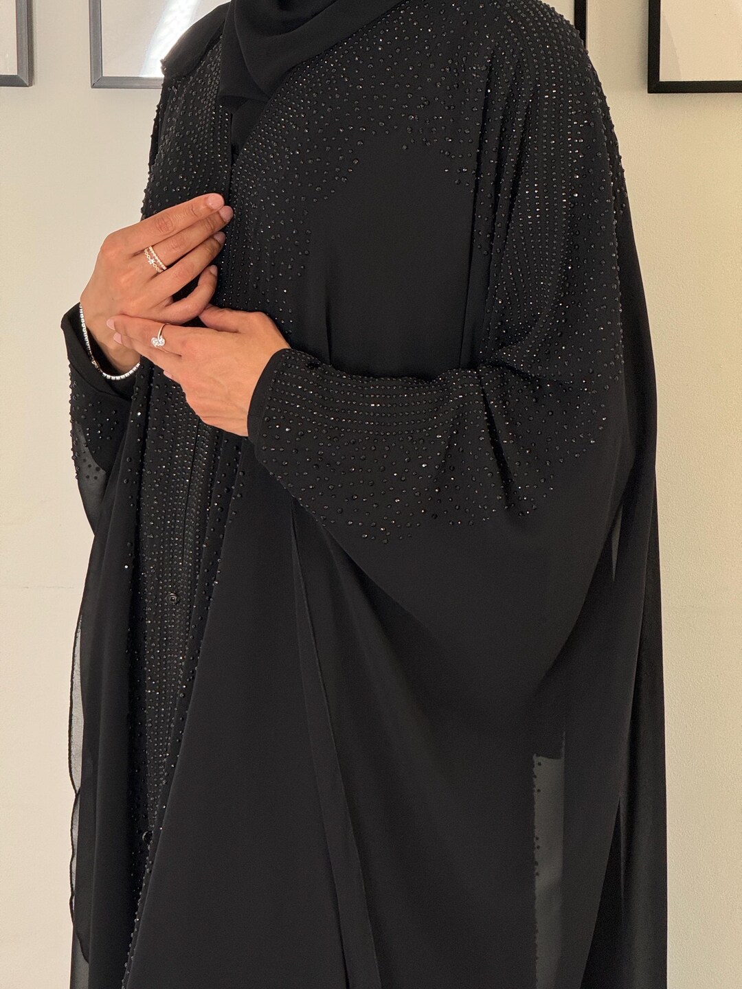 Sabah Bahraini Farasha Set Butterfly Abaya Batwing Abaya Black Chiffon Abaya Wedding Abaya Occasion Abaya Set Etsy