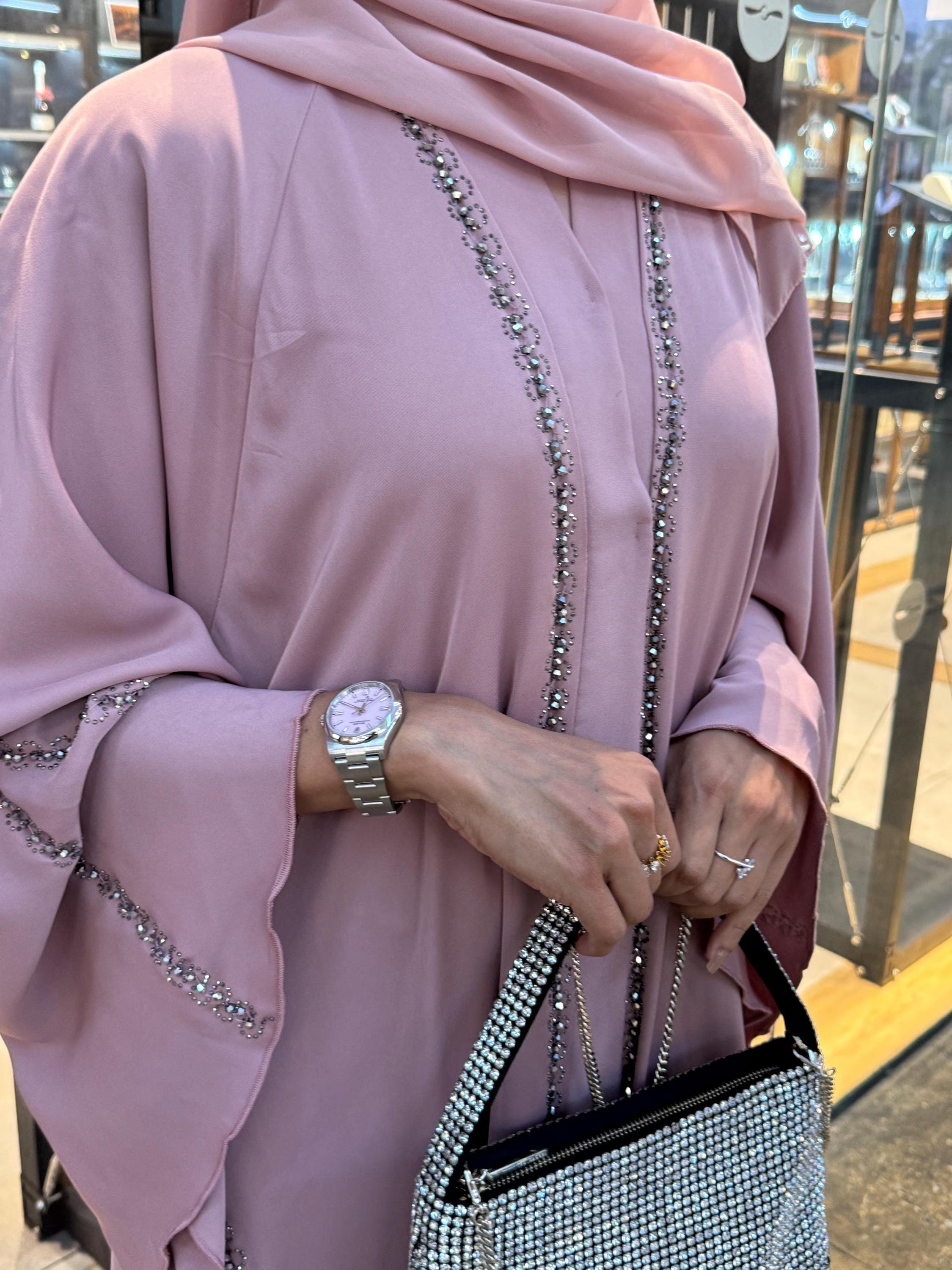 Inaya Open Umbrella Abaya With Handwork and Gemstone