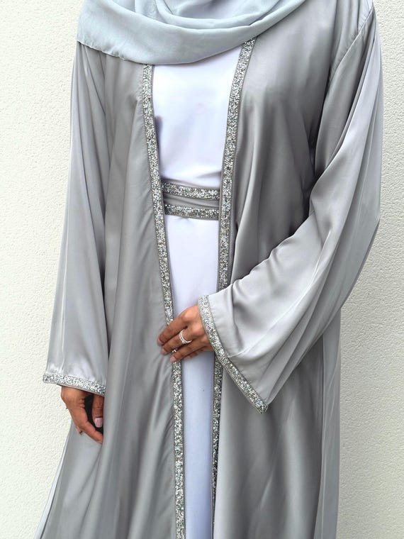 grey abaya dress Modest Muslim Women's Ruffled Shoulder Maxi Dress main image 1