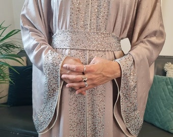 Luxe bruidsmeisje Abaya set, Dubai abaya set, bruiloft abaya jilbub kaftan Marokkaanse jurk