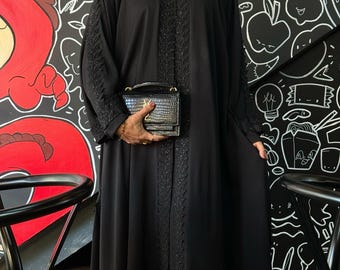 Pureabayas Luxury Madina Open Umbrella Abaya With Lace