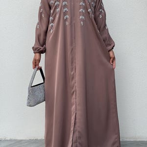 Yusra Luxury Handcrafted Open Abaya Set | Premium Embellished Modest ...