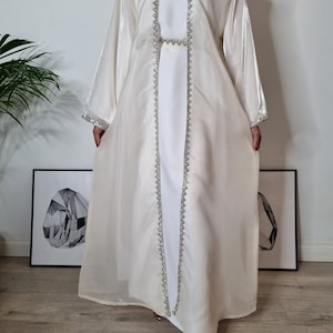 Premium Organza Starfall Embellished Open Abaya – Mulberry Dusk
