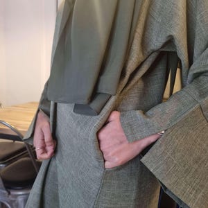 Adjustable Back Strap Linen Cotton Blended Abaya Dress #25948