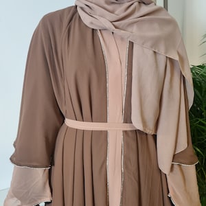 Layered Chiffon Abaya,chiffon abaya,open abaya, Dubai abaya, jilbub ,kaftan,occasion abaya,party abaya, satin abaya,abaya black, abaya set