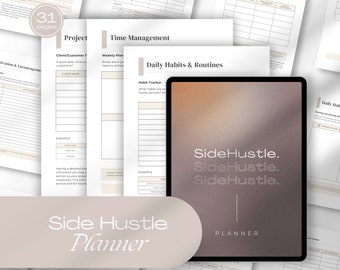 Side Hustle Planner, Editable on Canva Template, Passive Income Work From Home Planner, Work From Home Digital Planner, Make Money Online