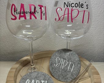 Personalized Sarti Spritz Glass Gift Set: Engraved Crystal, Straw & Coaster
