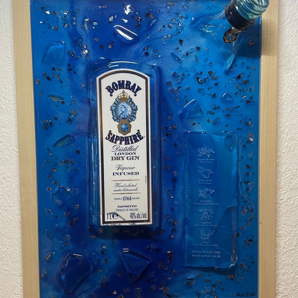 Bombay Sapphire Broken Bottle Art I Flaschenkunst I Bilderrahmen I Gin