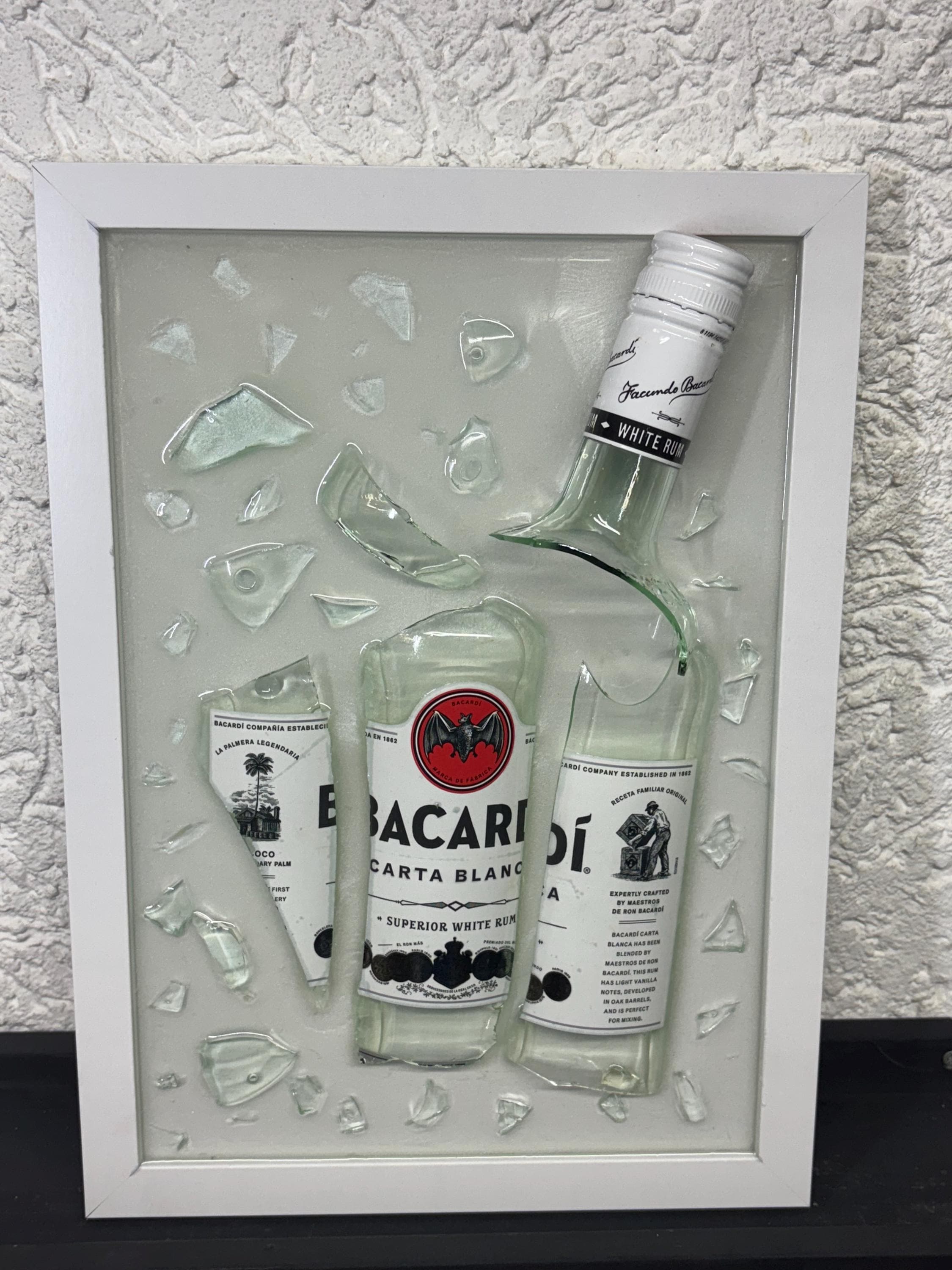 Bacardi Broken Bottle Art, Epoxy Resin Framed Decor (21x30 Cm) - Etsy