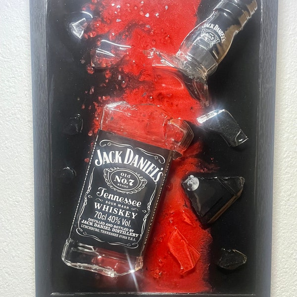 Jack Daniels  Broken Bottle Art I Flaschenkunst I Bilderrahmen I Whiskey