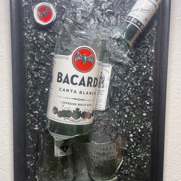 Bacardi I Broken Bottle Art I Flaschenkunst I Bilderrahmen I Rum