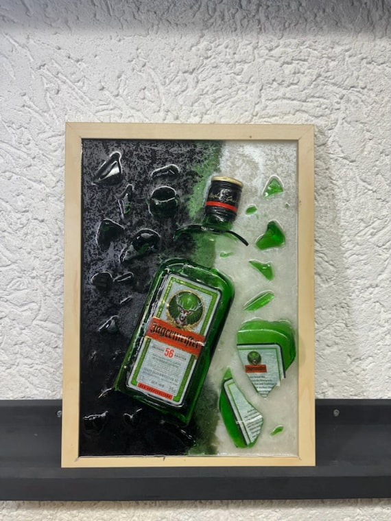 Jägermeister Broken Bottle Art I Flaschenkunst I Bilderrahmen