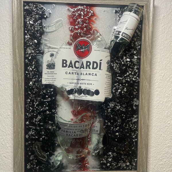 Bacardi I Broken Bottle Art I Flaschenkunst I Bilderrahmen I Rum