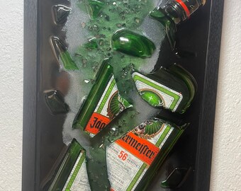 Jägermeister Arte de la botella rota I Flaschenkunst I Bilderrahmen