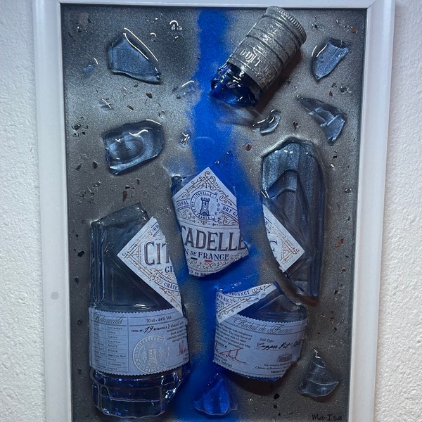 Citadelle Broken Bottle Art I Flaschenkunst I Bilderrahmen I Gin