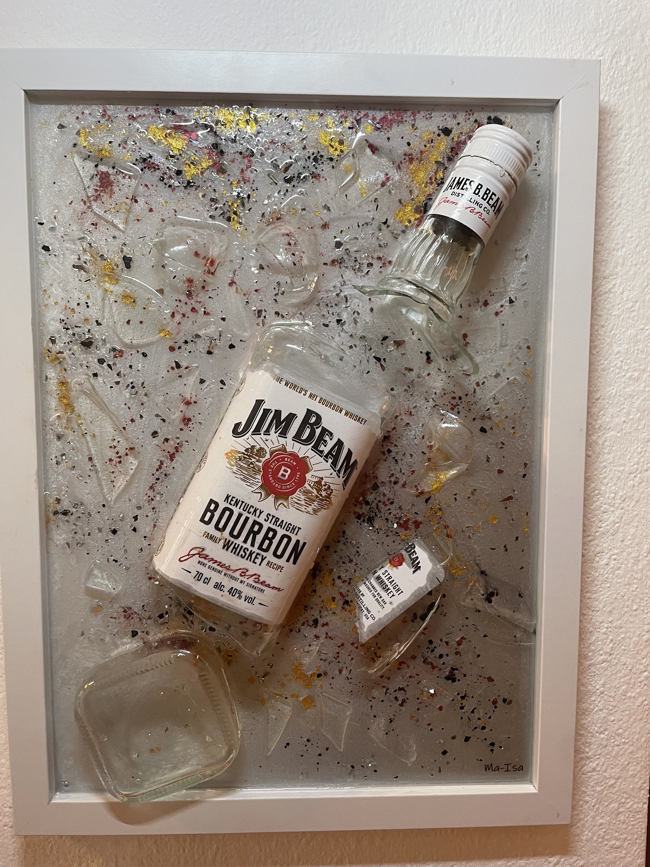 JIM BEAM ボード Jim Beam Bourbon Broken Bottle Art | Boudon Wandbild | Geschenk - Etsy