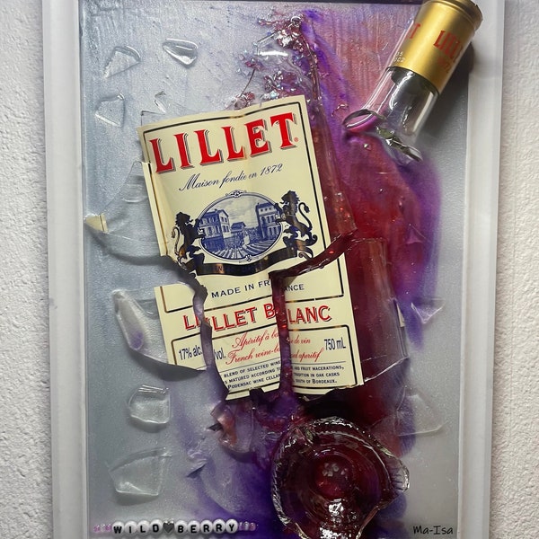 Lillet Broken Bottle Art I Flaschenkunst I BilderrahmenI Wildberry Lillet