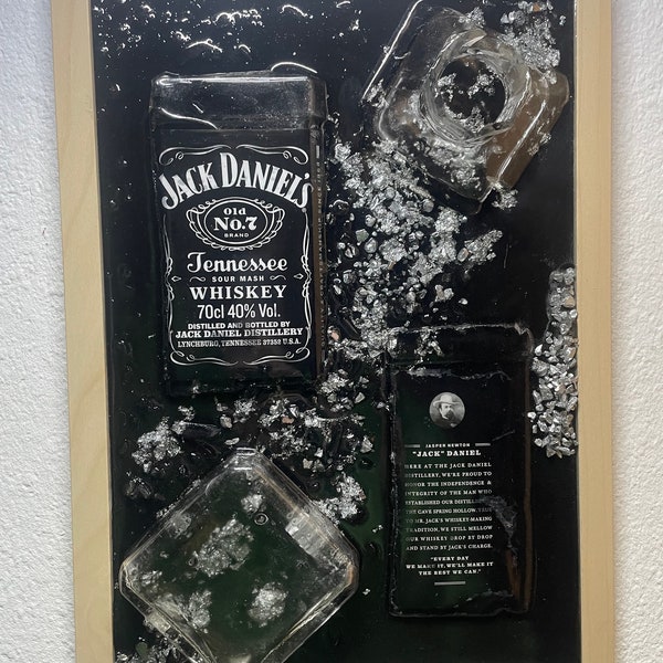 Jack Daniels  Broken Bottle Art I Flaschenkunst I Bilderrahmen I Whiskey