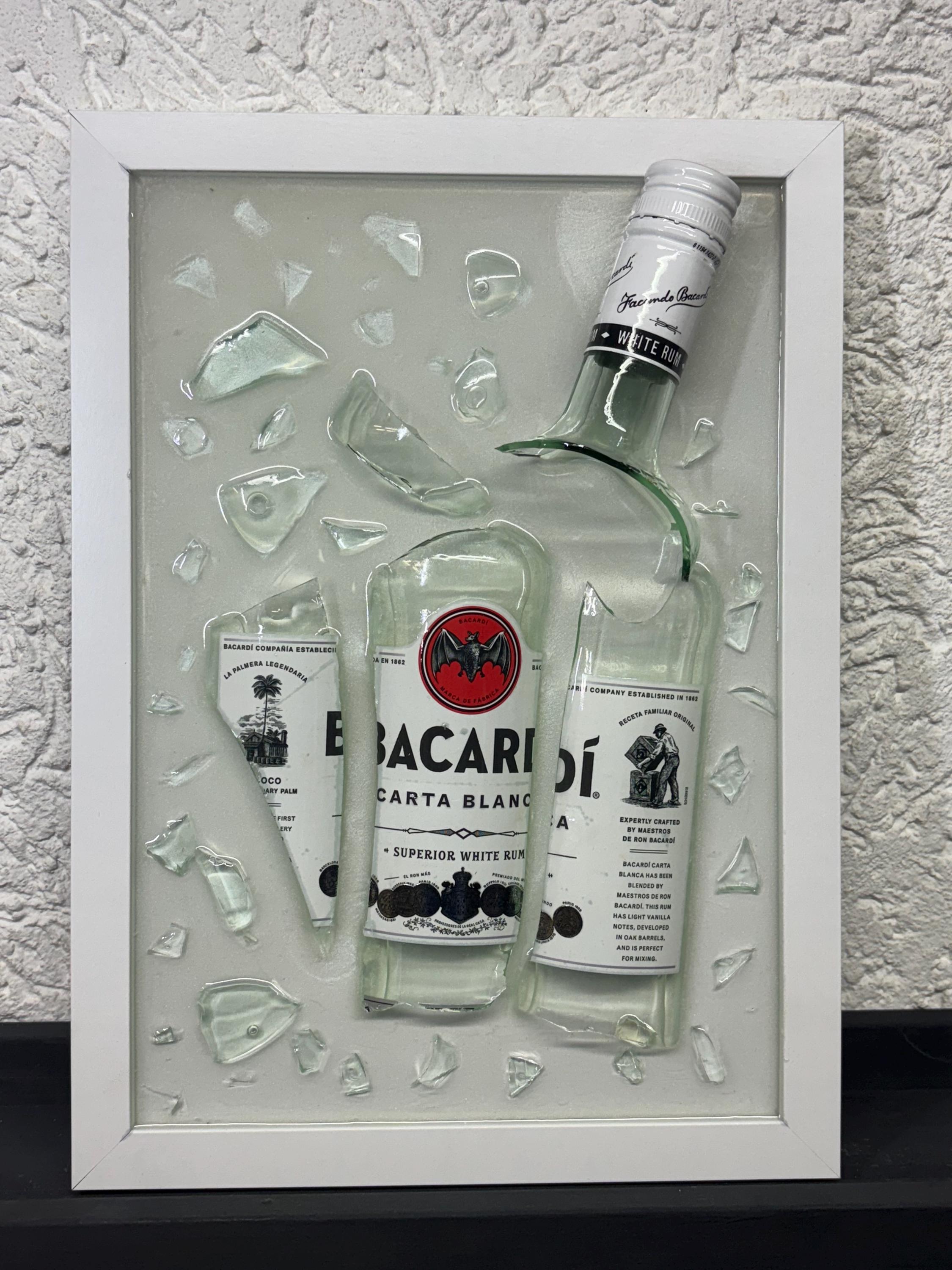 Bacardi Broken Bottle Art, Epoxy Resin Framed Decor (21x30 Cm) - Etsy