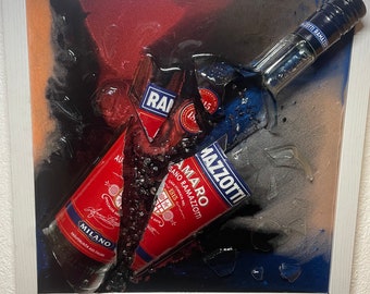 Ramazzotti Broken Bottle Art I Flaschenkunst I Bilderrahmen I italienischer Kräuterlikör