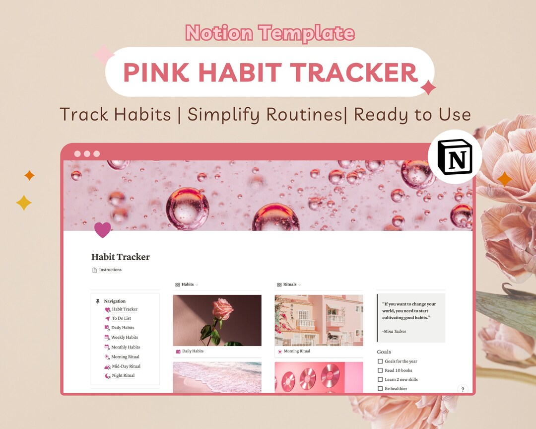 Notion Habit Tracker Template Daily Weekly Monthly Organizer - Etsy