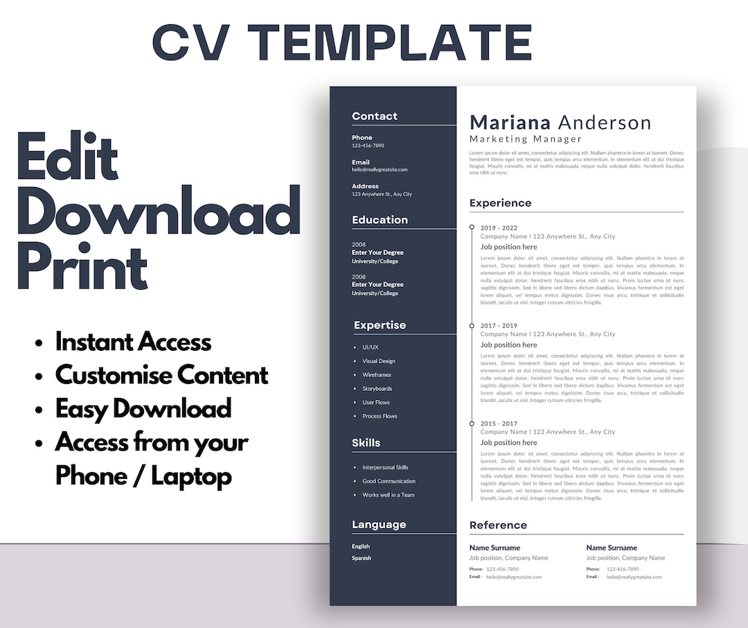 CV Template Ireland Resume Template Curriculum Vitae Etsy CV Template Ireland Resume Template Curriculum Vitae Etsy