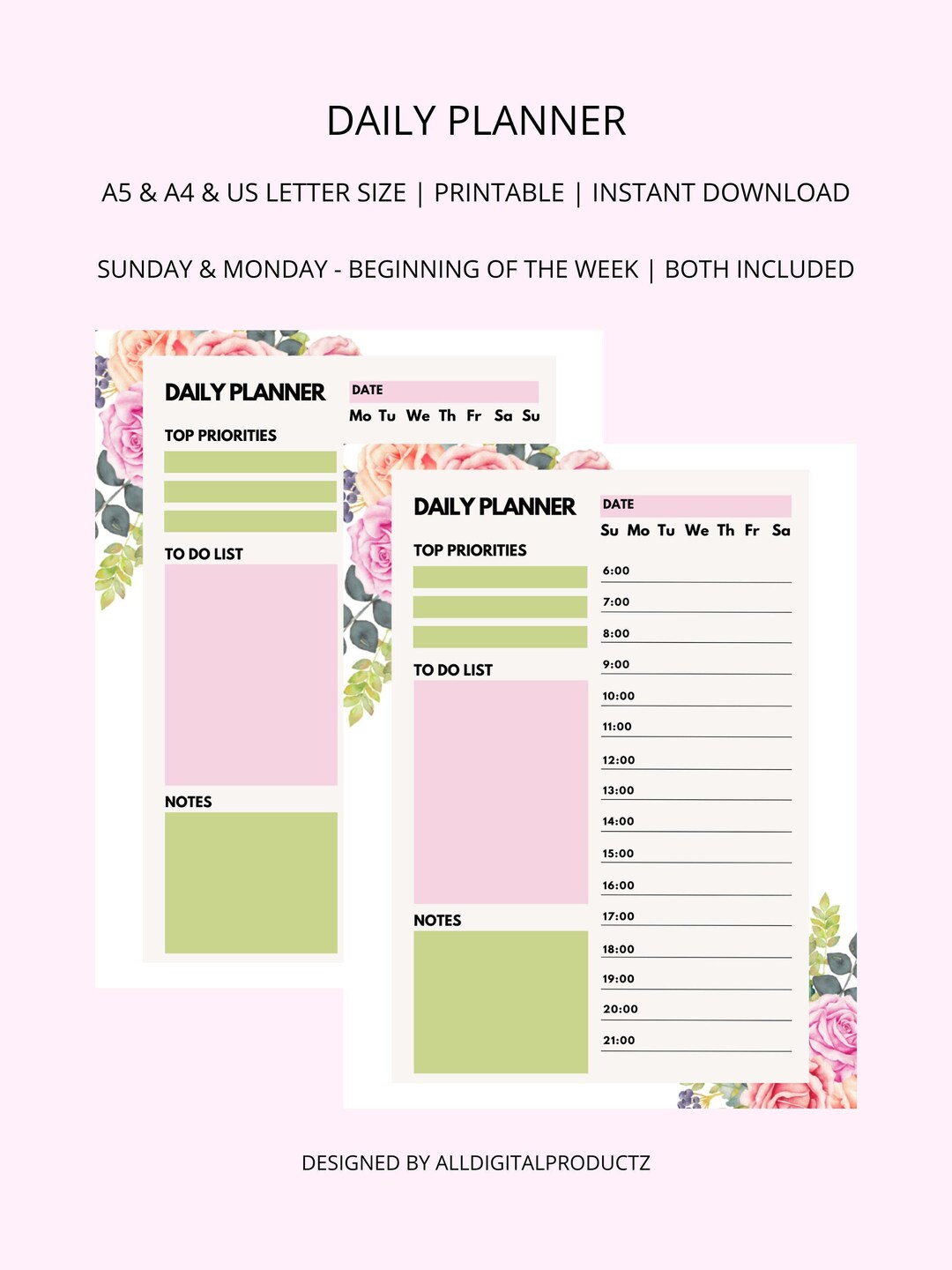 Daily Planner Printable Daily to Do List Productivity - Etsy