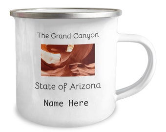 GRAND CANYON ARIZONA camper mug, gift for outdoors, lovers of camping, hiking walking, school trip cup, rock formations, son brother hiker