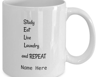 Student coffee mug, off to college gift, study drinking cup, student to do list on a mug, funny uni gift, personalised gift from parents