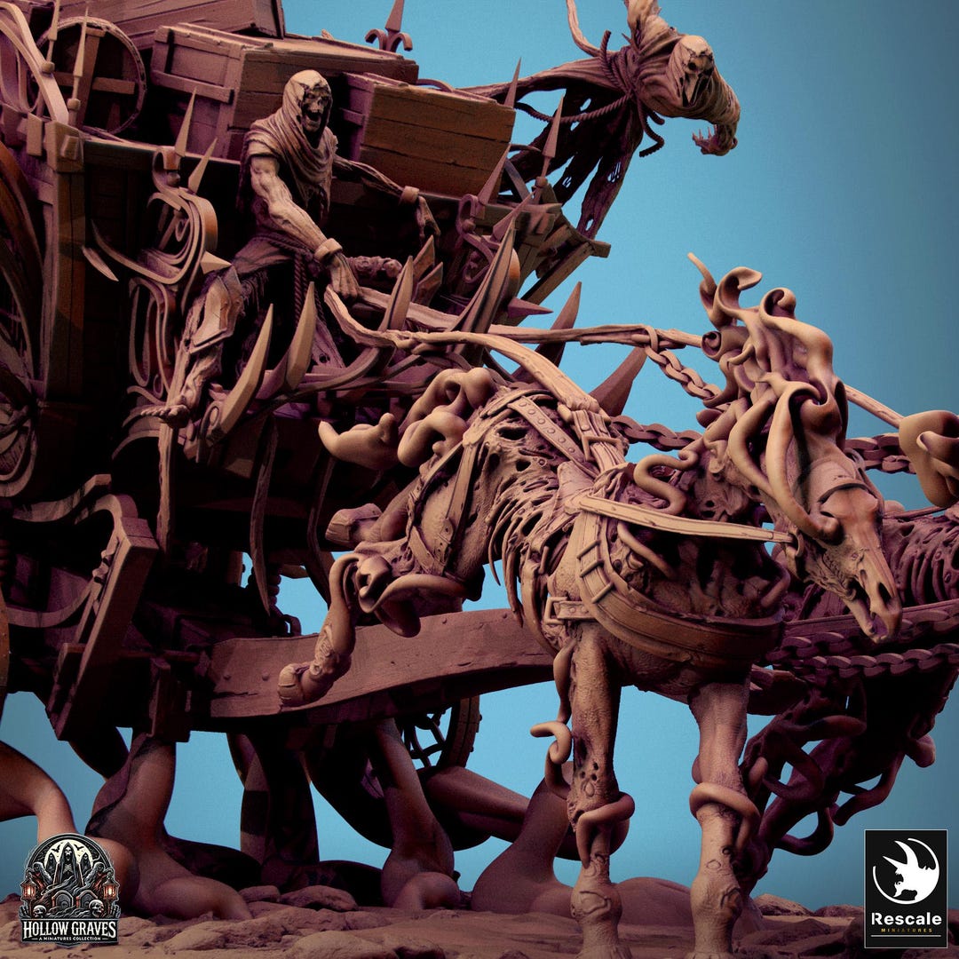 Wraith Wagon by Rescale Miniatures D&D Unpainted Resin Mini Hollow