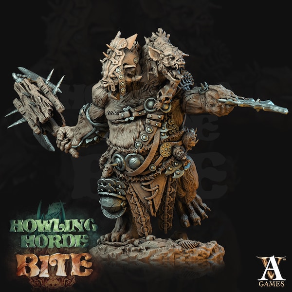 Gnoll Etin (2 poses) by Archvillain Games | D&D Unpainted Resin Mini | Howling Horde Bite Collection | DnD Miniature Collector