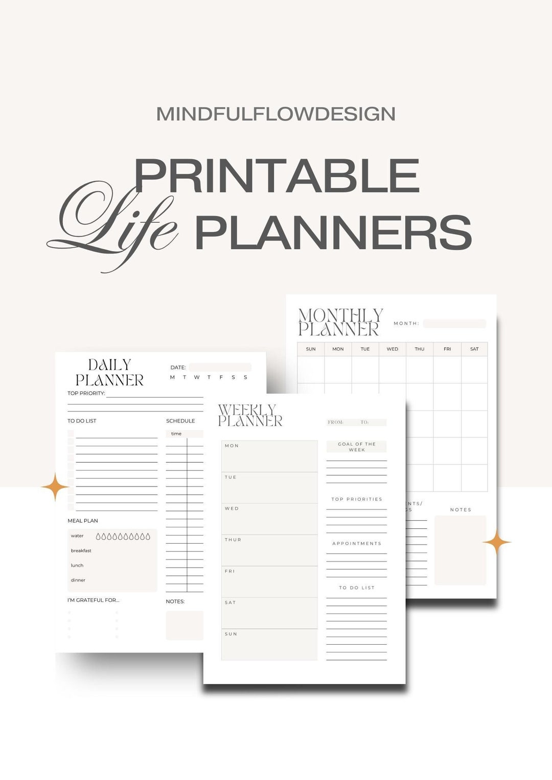 Printable and Digital Daily, Weekly & Monthly Planner Bundle ...