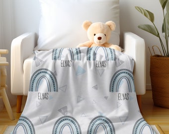 Velveteen Plush Blanket rainbow personalized name