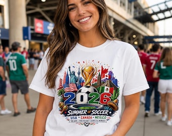 Soccer Summer 2026 Shirt, USA Canada Mexico Soccer Tee, North America Soccer Fan Gift, Three Nations Game Day T-Shirt
