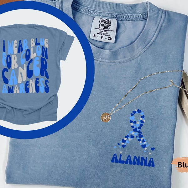 Custom Colon Cancer Awareness Shirt Support Squad, Colon Cancer Shirt, Colorectal Cancer, Colon Cancer Family Support Shirt, Blue Ribbon Tee
