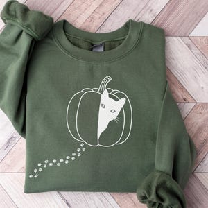 Katzen-Shirts, Katzenliebhaber Geschenk, Herbst-Shirts, Herbst-Sweatshirt, Herbstgeschenke, Herbst-Shirts, Kürbis-Shirt, lustiges Katzen-Shirt, gemütliches Saison-Shirt
