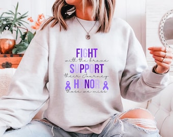 Bauchspeicheldrüsenkrebs-Bewusstseins-Shirt Unterstützungsgruppe, Bauchspeicheldrüsenkrebs-lila Band-Sweatshirt, Bauchspeicheldrüsenkrebs-Familien-Unterstützungs-Shirt