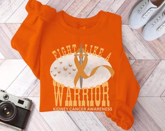 Camiseta de cáncer de riñón, concientización sobre el cáncer de riñón, camiseta de apoyo para el cáncer de riñón, regalos para pacientes con cáncer, regalos para el cáncer de riñón, camiseta con lazo naranja