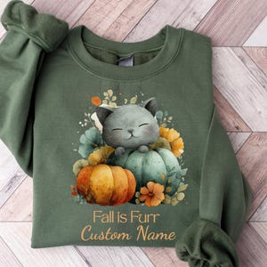 Katzen-Shirts, Katzenliebhaber Geschenk, Herbst-Shirts, Benutzerdefiniertes Katzen-Shirt, Herbstgeschenke, Herbst-Shirts, Katzennamen-Shirt, Herbst-Sweatshirt, gemütliche Saison-Hemd
