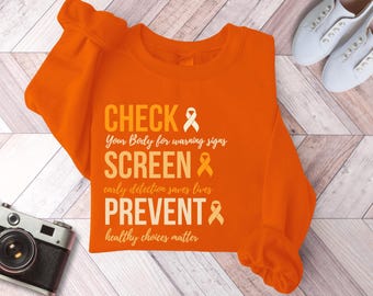 Camiseta de cáncer de riñón, concientización sobre el cáncer de riñón, camiseta de apoyo para el cáncer de riñón, regalos para pacientes con cáncer, regalos para el cáncer de riñón, camiseta con lazo naranja