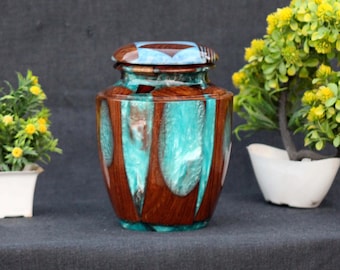 Rosewood Cremation Urn: Resin Inlay, Wooden Funeral Urn