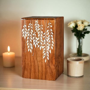 Urne gravée en palissandre pour cendres humaines - Urne en bois pour animal de compagnie : cendrier commémoratif pour chien et chat