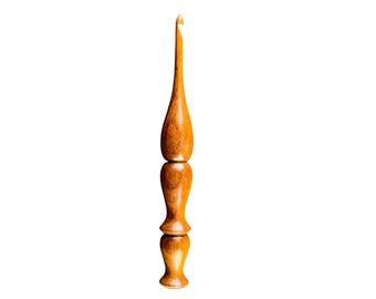 Ergonomic Rosewood Crochet Hook Set: 13 Sizes, 7" Handmade Knitting Tool