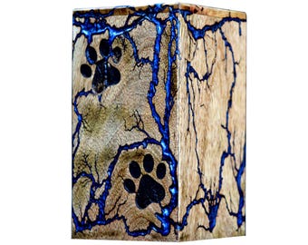 Mango Wood Dog Cremation Urn with Epoxy Resin - Pet Memorial Keepsake