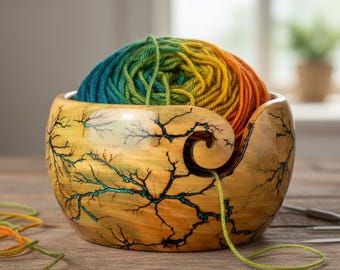 Handgefertigte Garnschale aus Rosenholz: Strick- & Häkelorganizer