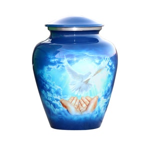 Handmade Aluminum Cremation Urn for Ashes: Dove Memorial Urn
